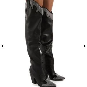 Public desire black diamanté boots